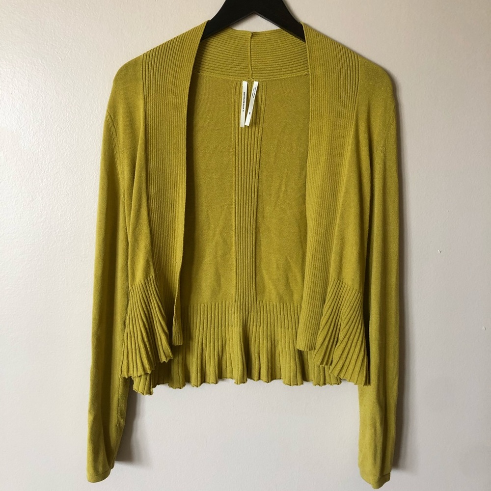 Anthropologie Chartreuse Cardigan Sweater
